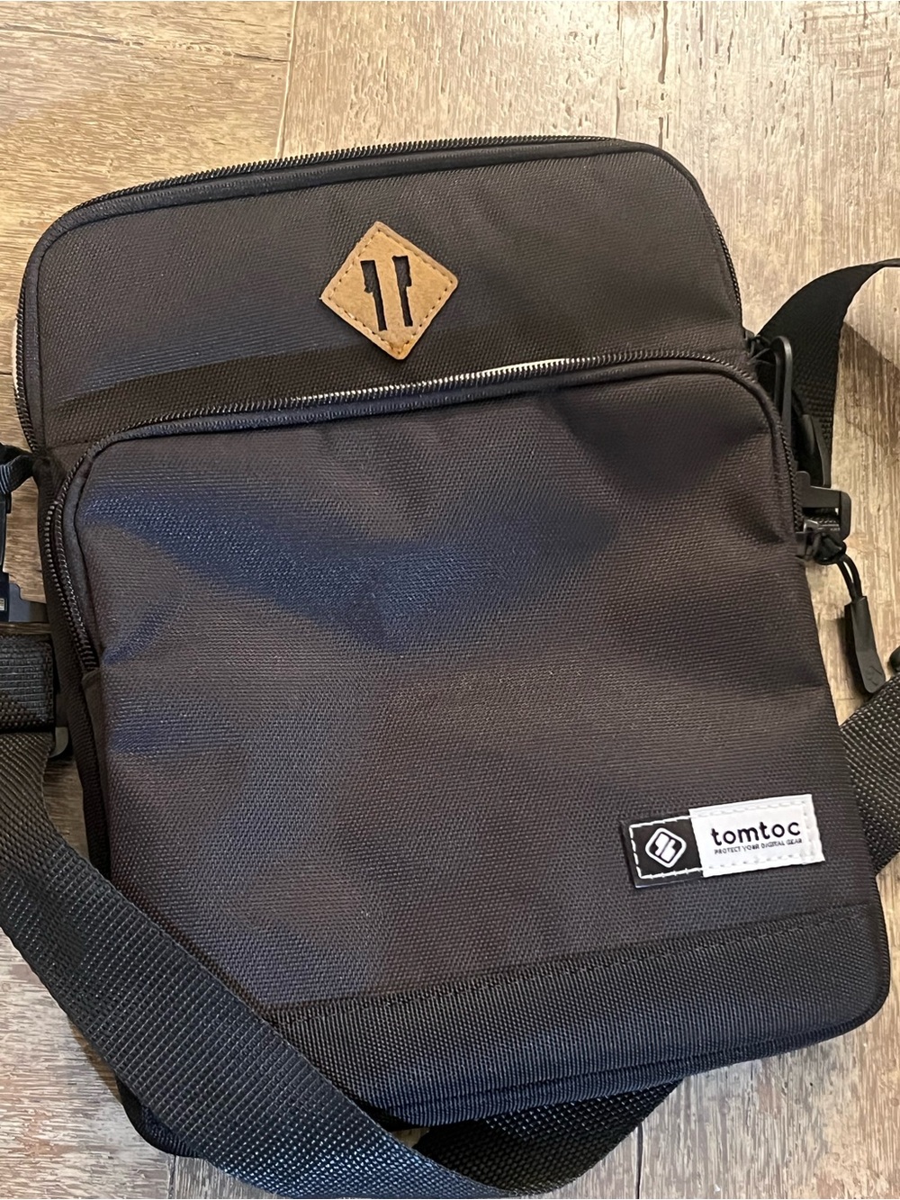 tomtoc Black Compact Crossbody Messenger Bag
